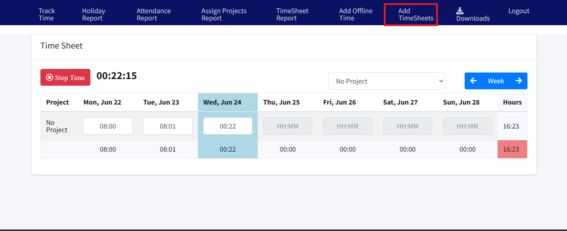 Timesheet Guide screenshot